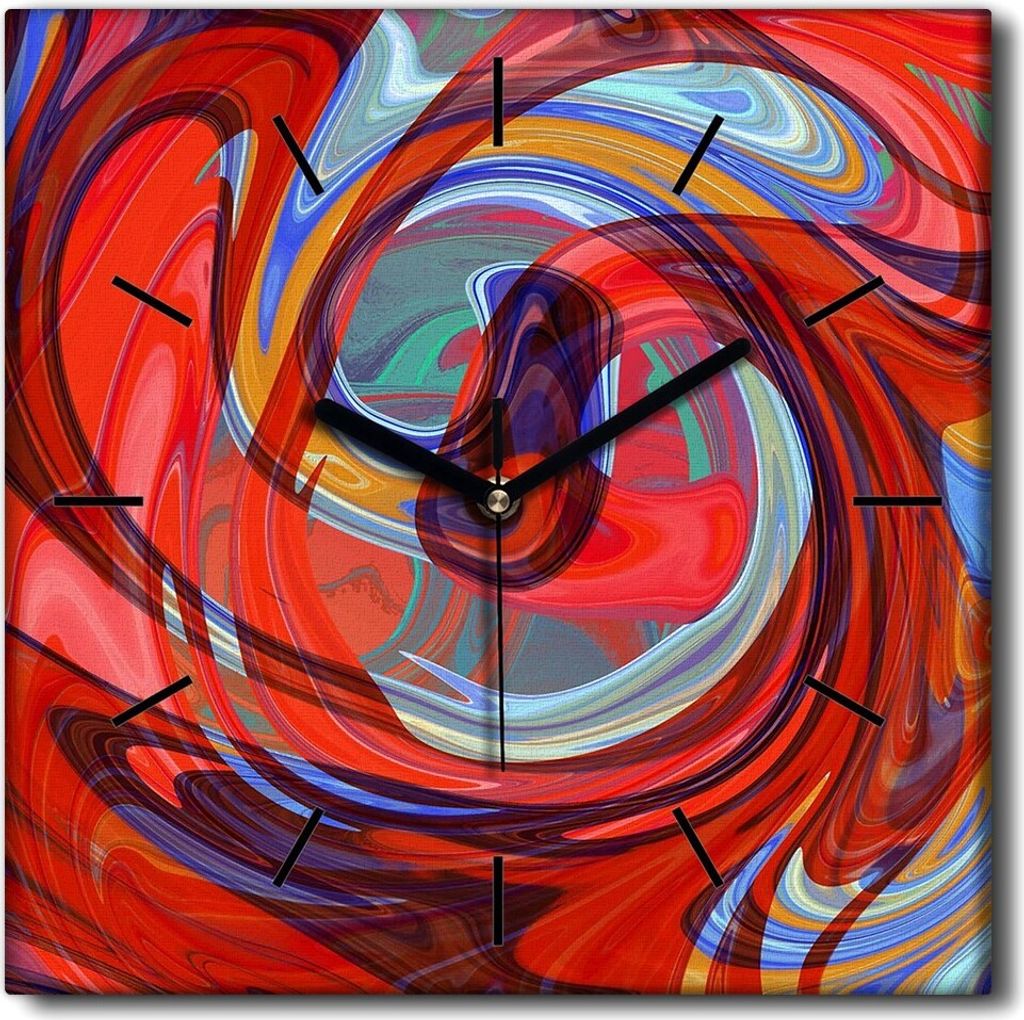 Coloray Uhr auf Leinwand 30x30 cm Wand Uhr Dekoration Wohnzimmer Segeltuch schwarze Hände -Abstraktion Kunstkunst