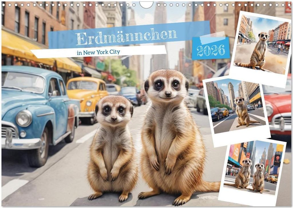Erdmännchen in New York City (Wandkalender 2026 DIN A3 quer), CALVENDO Monatskalender