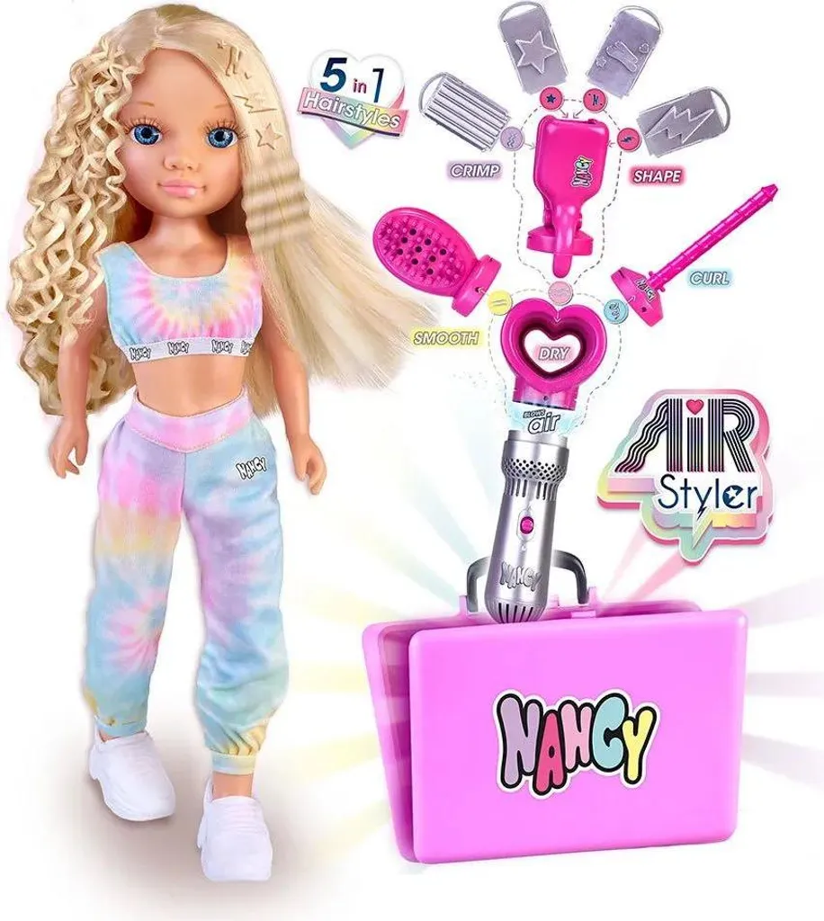 Nancy Air Styler Poupée Rose avec Fer à Coiffer Magique Taille Unique