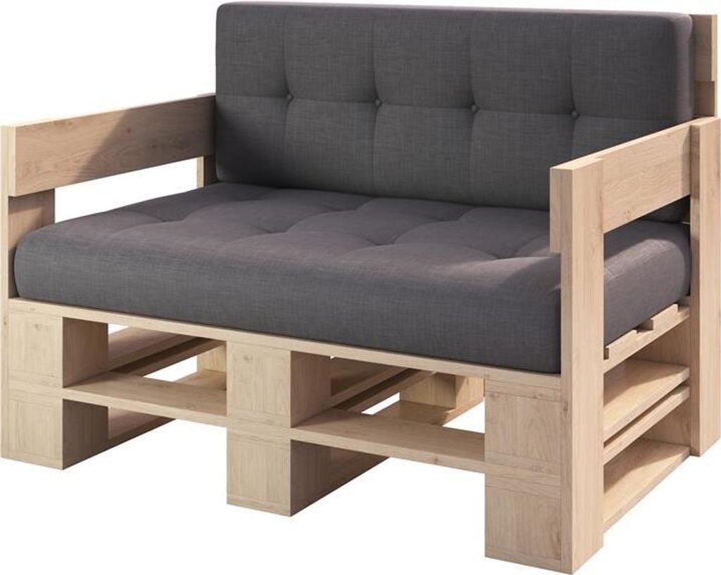 Lermowood Palettenmöbel Mp Sofa 120 x 80 x 30 cm Natur | Europaletten Indoor und Outdoor Lounge Gartenmöbel Holz Gartenmöbel Set Lounge Möbel T...
