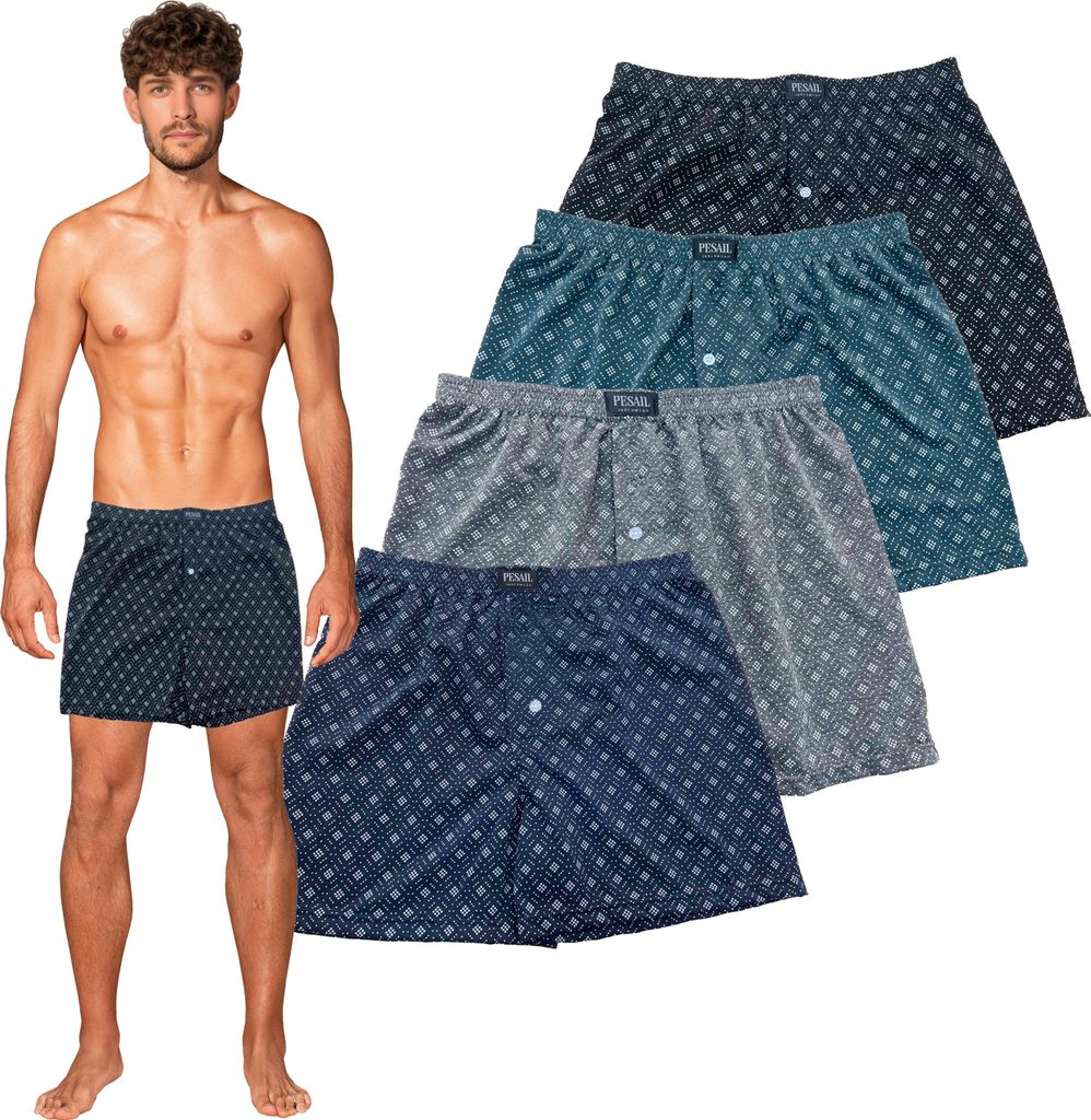 Pesail pánske voľné boxerky 4-pack vzorovaná bavlna Obrázok produktu 1