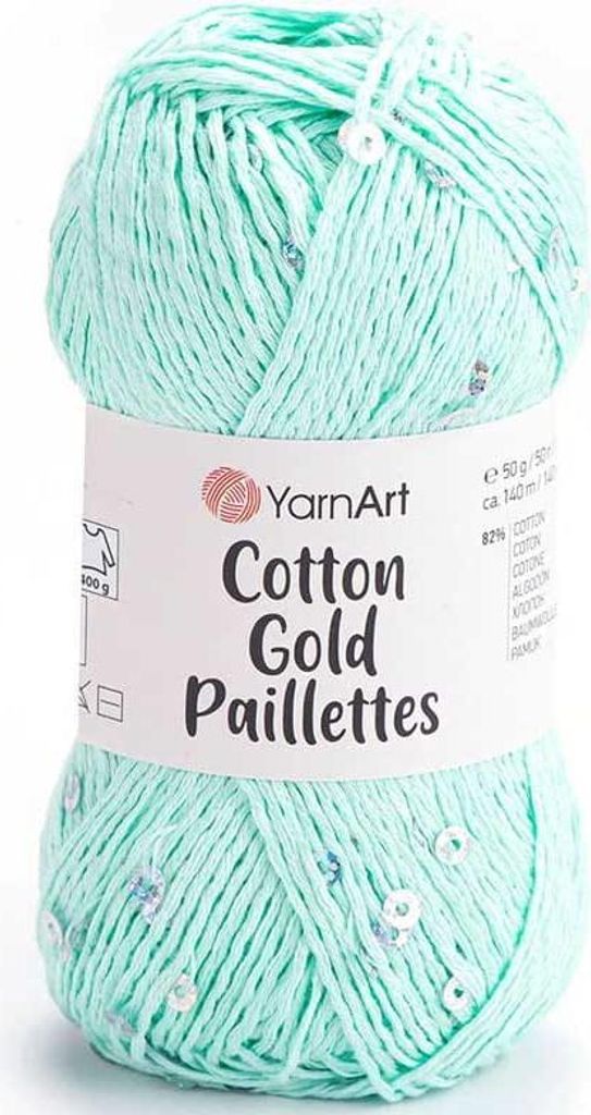 Yarnart Baumwolle Gold Paillettes, Glänzendes Produktbild 