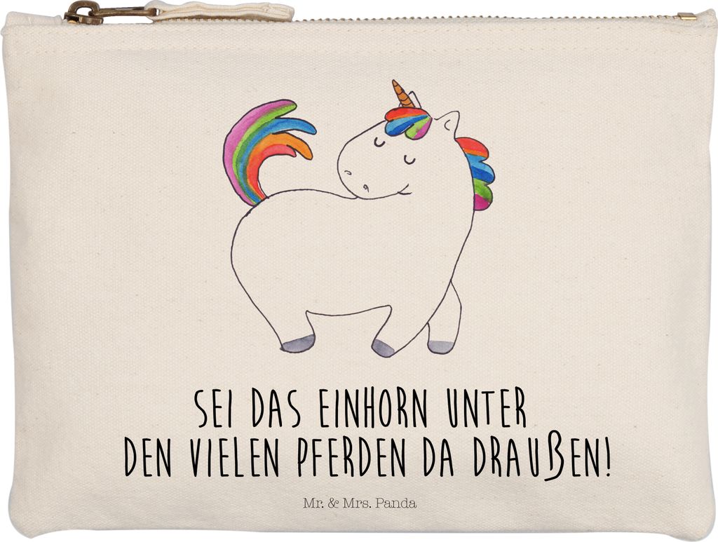 Mr. & Mrs. Panda Federmappe Einhorn Stolzieren Größe M - Weiß - Geschenk, Unicorn, Einhörner, Schlampermäppchen, Reiter, Pouch, Kosmetiktasche...