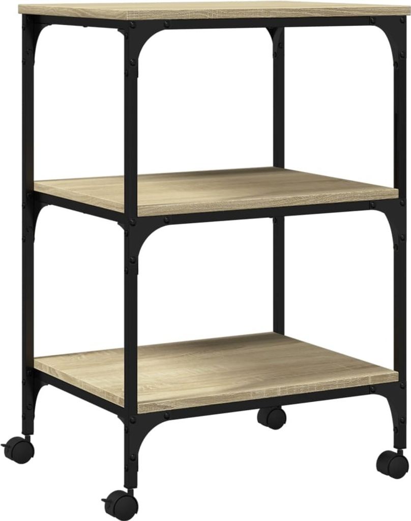 vidaXL Stojak na drukarkę 3 półki dąb sonoma 50x41x75 cm Zdjęcie produktu 