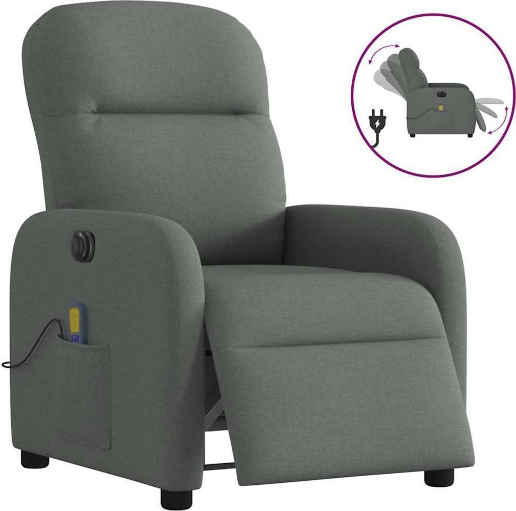 Massagesessel Elektrisch Dunkelgrau Stoff