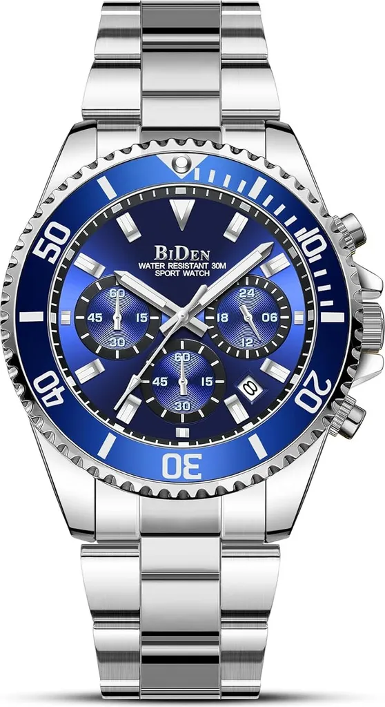 Orologio Uomo Elegante Acciaio Inossidabile Cronografo Impermeabile