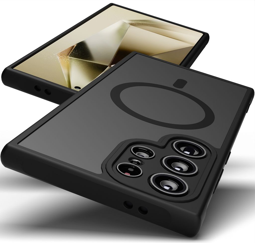 Hülle für Samsung Galaxy Schwarz Magnetische MagSafe Case für S23, S24, S25 + Ultra Kameraschutz Stoßfest Dünn Handyhülle : Samsung Galaxy S2...