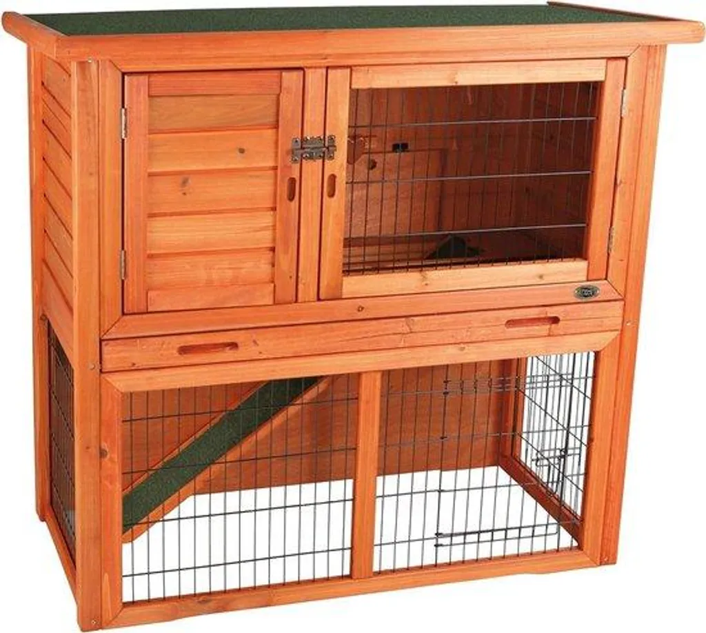 Clapier extérieur pour lapin et rongeur 104 cm - Enclos pelouse marron