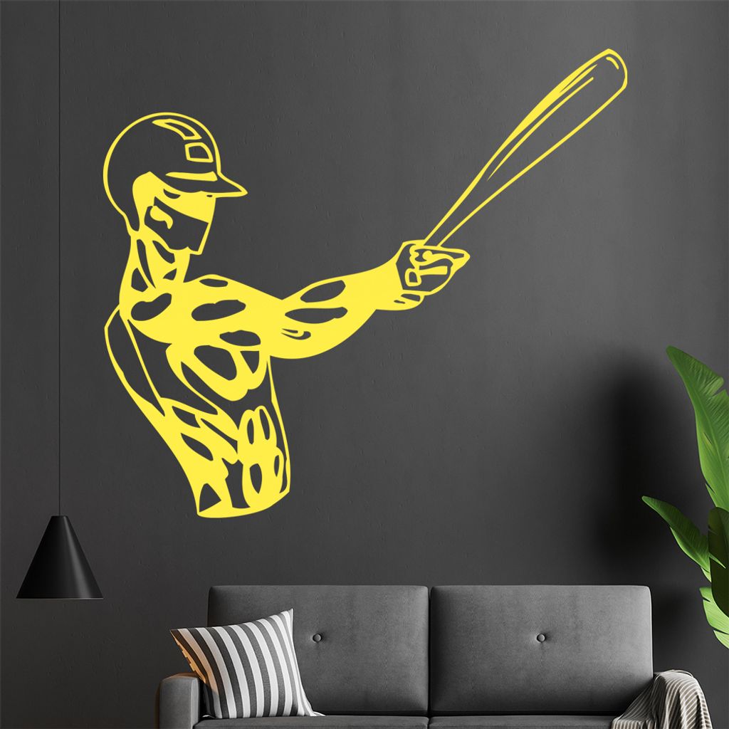 Baseball Spieler Wandtattoo in 6 Größen - Wandaufkleber Wall Sticker - Dekoration, Küche, Wohnzimmer, Schlafzimmer, Badezimmer