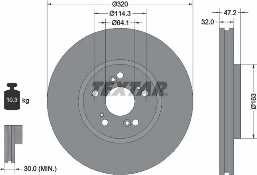 Textar 92194900 Disque de Frein 45251TL0G50 pour Honda Accord VIII