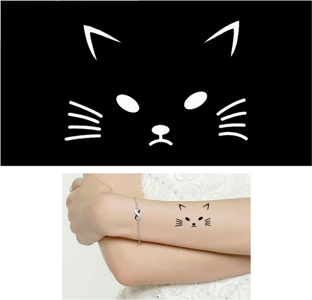 Henna Tattoo Schablone Airbrush Stencil Selbstklebend Katze Kitty Cat