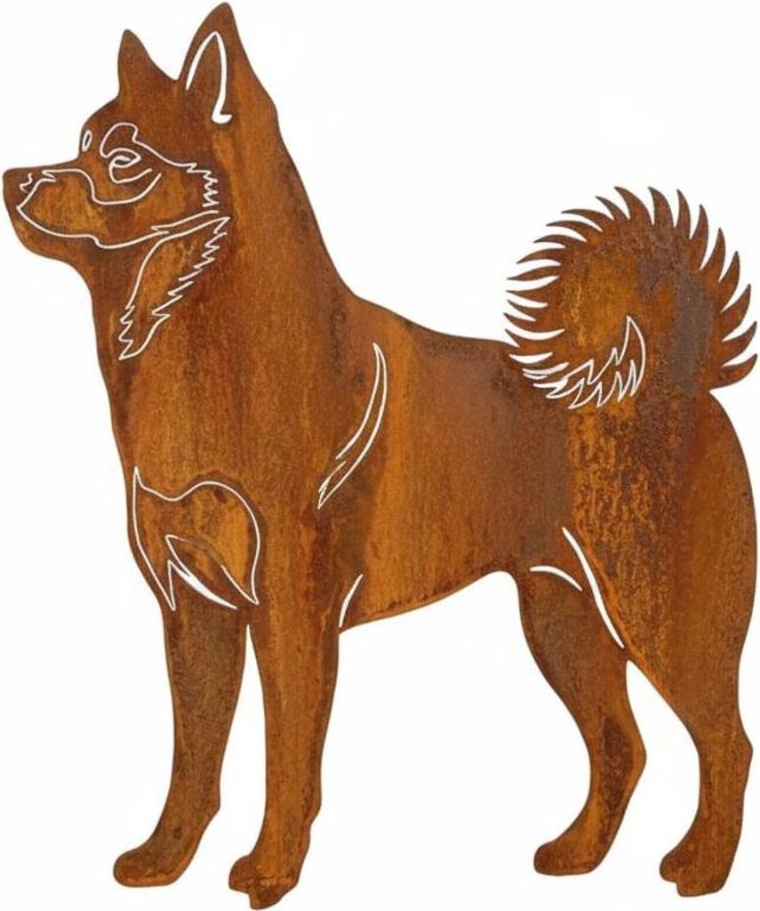 Edelrost Shiba Inu - Rost Deko Hund Rostfigur Gartendeko für Draußen - stabile Metall Gartenfigur aus Stahl - Wetterfest für Beet Terrasse - 42x...
