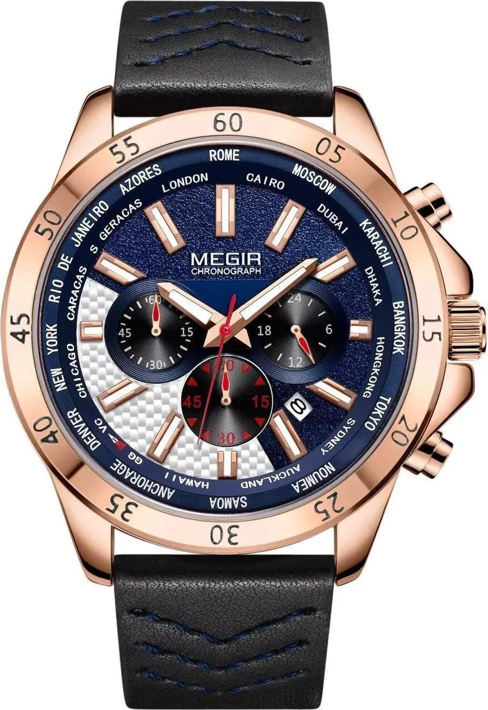 Montre de Sport MEGIR TO-38523 Idéale pour le Business et les Loisirs Or