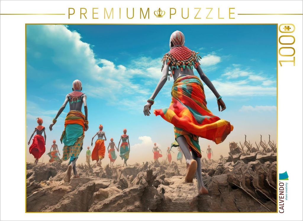 CALVENDO Puzzle Surrealismus trifft Massai-Kultur | 1000 Teile Lege-Größe 64x48cm Foto-Puzzle für glückliche Stunden