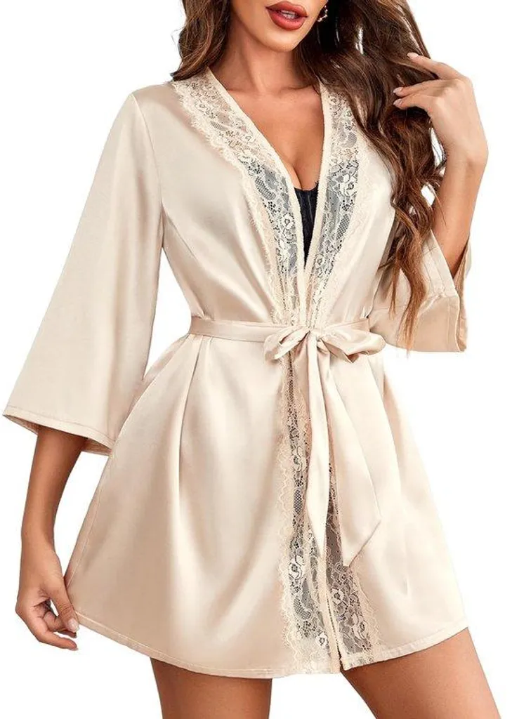 Chemise de nuit légère col V en crêpe, lingerie de nuit crème ajustable
