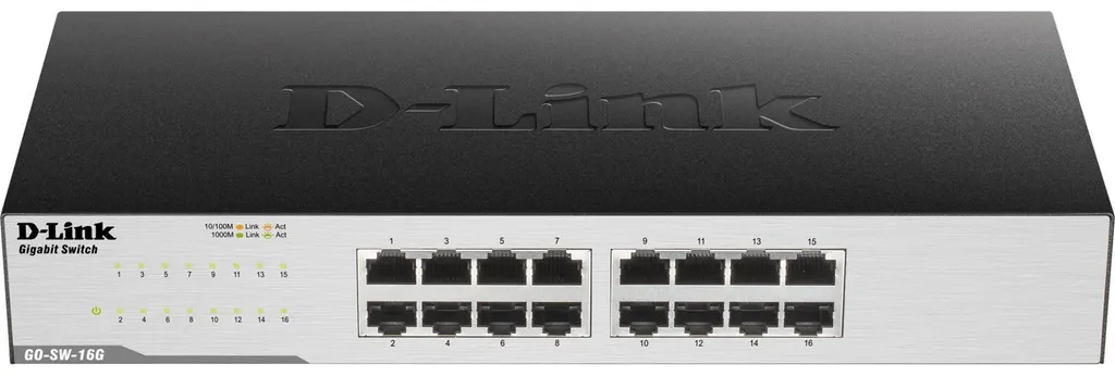 Commutateur Réseau Ethernet 16 Ports Gigabit D-Link Noir GO-SW-16G Hub