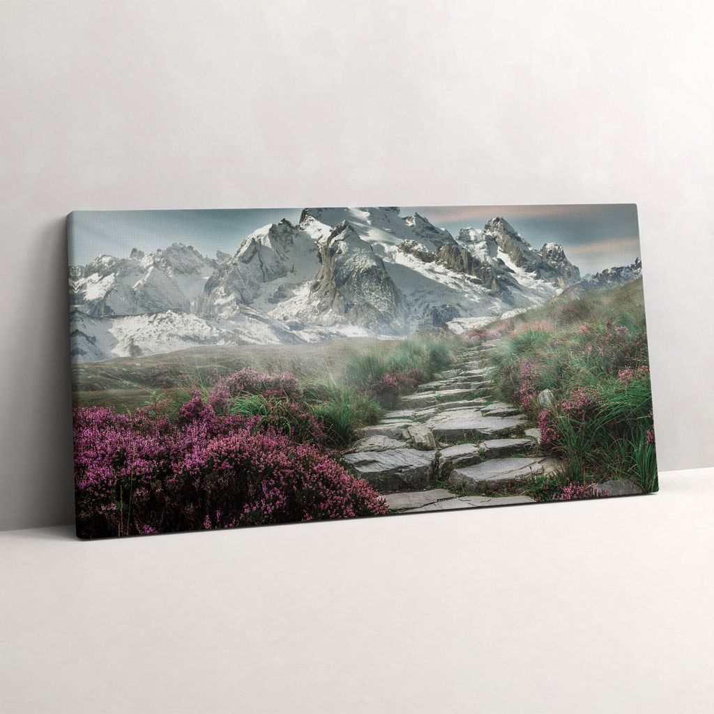 Steinstraße in den Bergen – Leinwandbild Wandbild – 120x60 cm – Leinwandbilder – Wandbilder – Schlafzimmer – Flur