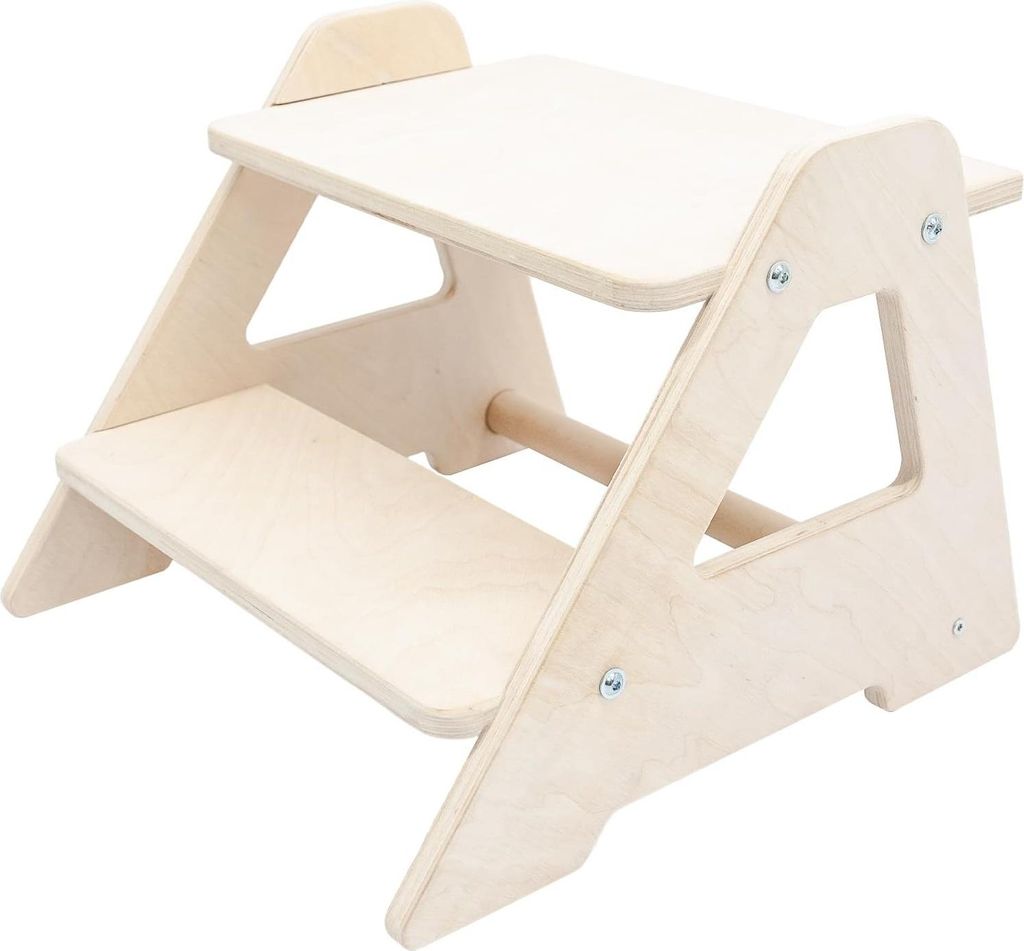 2-stufiger Kinderhocker im natürlichen Holzdesign - Sicher und universell mit 2 Stufen, umweltfreundlich (Hergestellt in der EU)