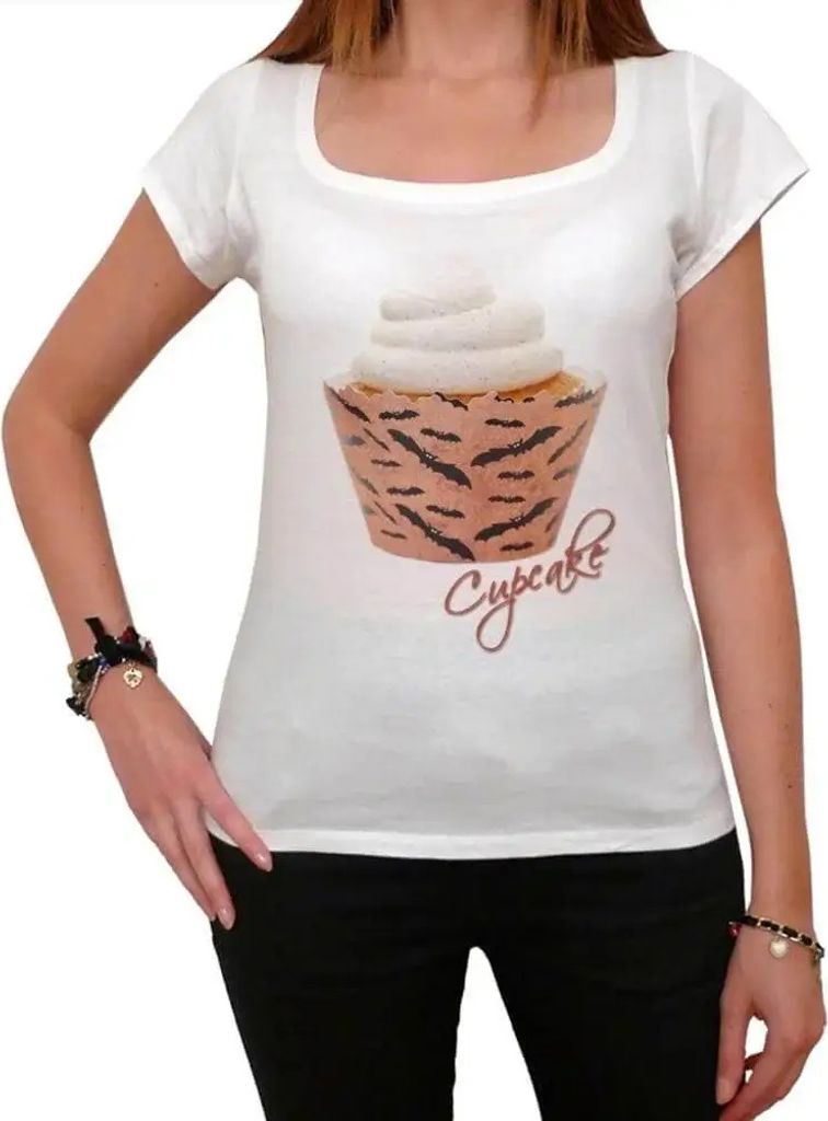 Damen Grafik T-Shirt Cupcake-Vampirfledermäuse – Cupcake Vampire Bats – Öko-Verantwortlich Vintage Jahrgang Kurzarm Lustige Druck Geburtstag ...