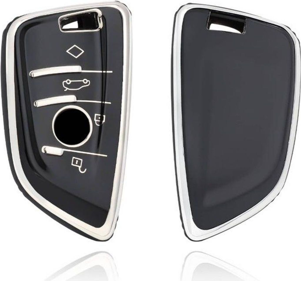 Dutch Shield - TPU Autoschlüssel Hülle für das Bmw Schlüssel - Schutzhülle Schlüsselhülle Cover B4A Schwarz, Chrom