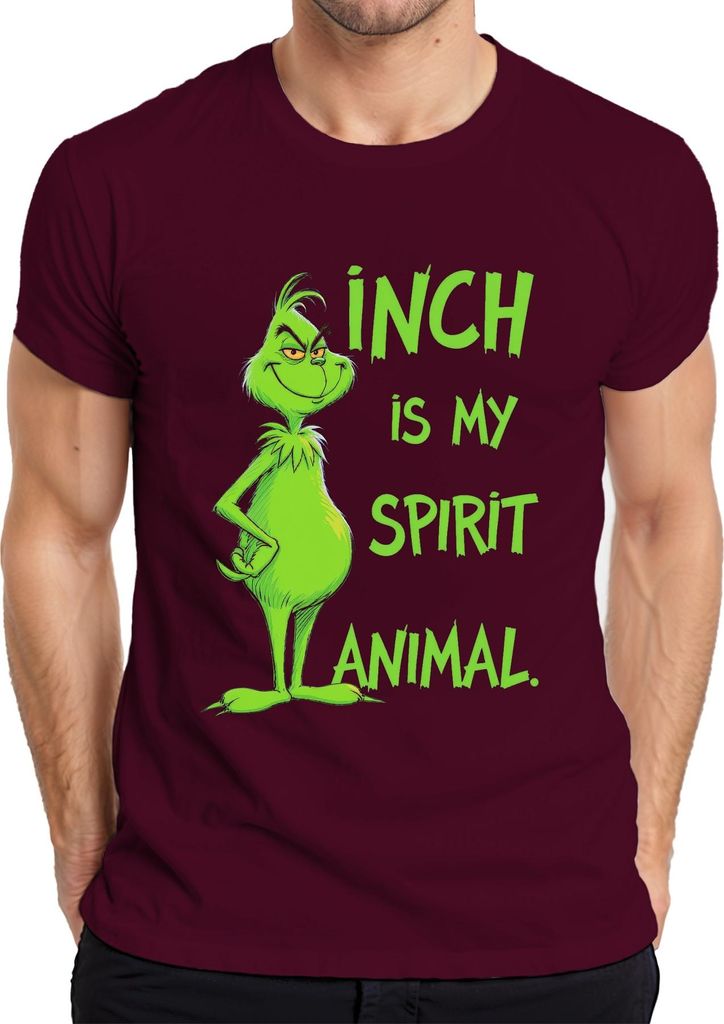 Grinch IS MY SPIRIT ANIMAL Weihnachten Weihnachtshumor Kultfilm Herren T-Shirt, Burgundy, XL