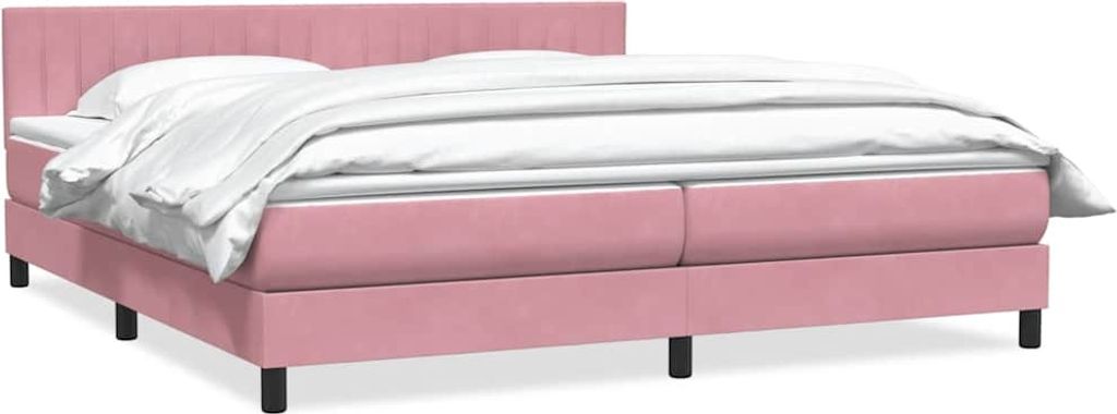Möbel Boxspringbett mit Matratze Rosa 180x210 cm Samt - Klassische Betten 3316418