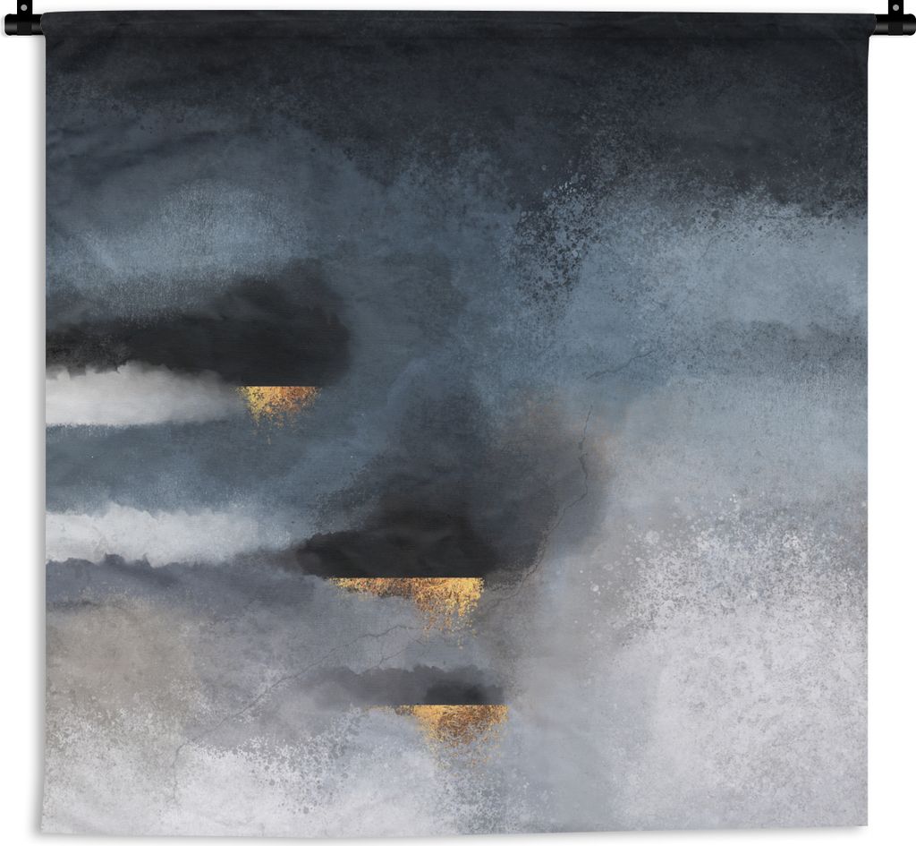 MuchoWow Wandteppich Wandbehang Wolken - Gold - Abstrakt 150x150 cm Tapisserie Dekoration Wandtuch - Wohnaccessoires - Modernes