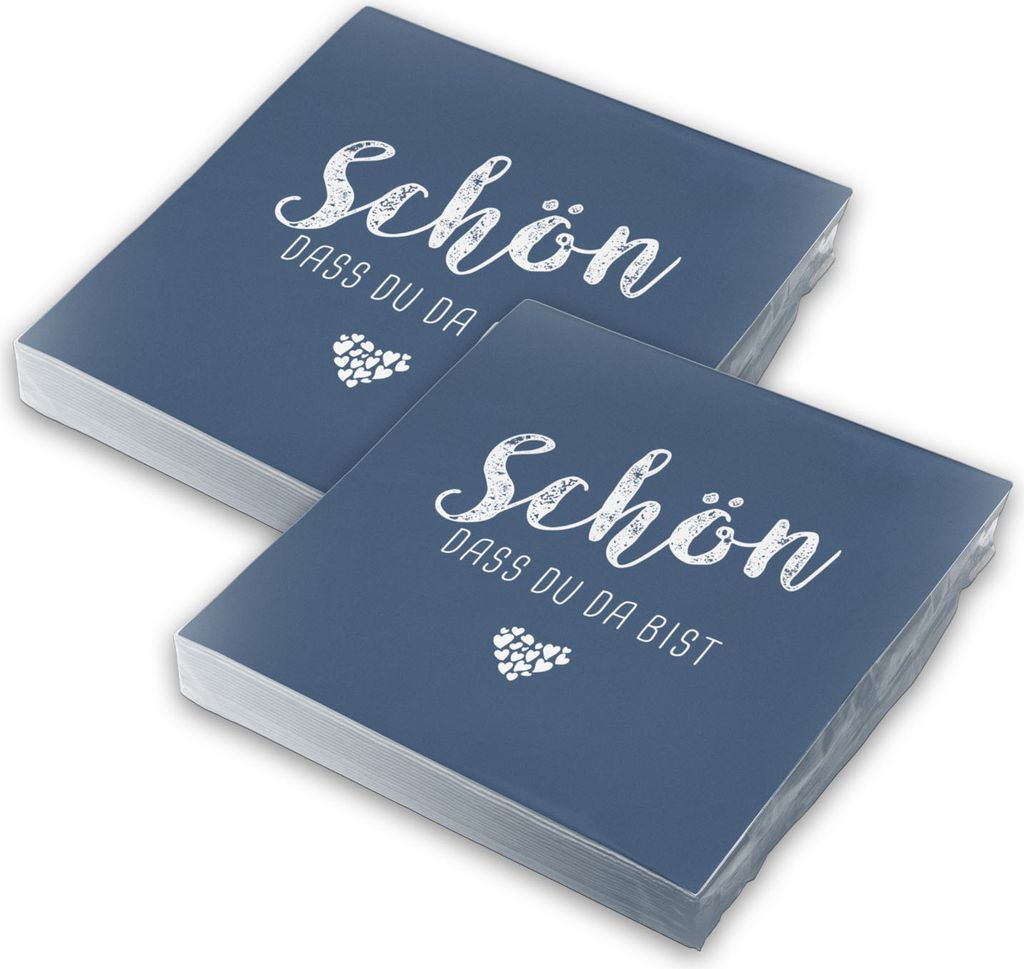 itenga 40x Serviette Schön dass du da bist dunkelblau Set Produktbild 