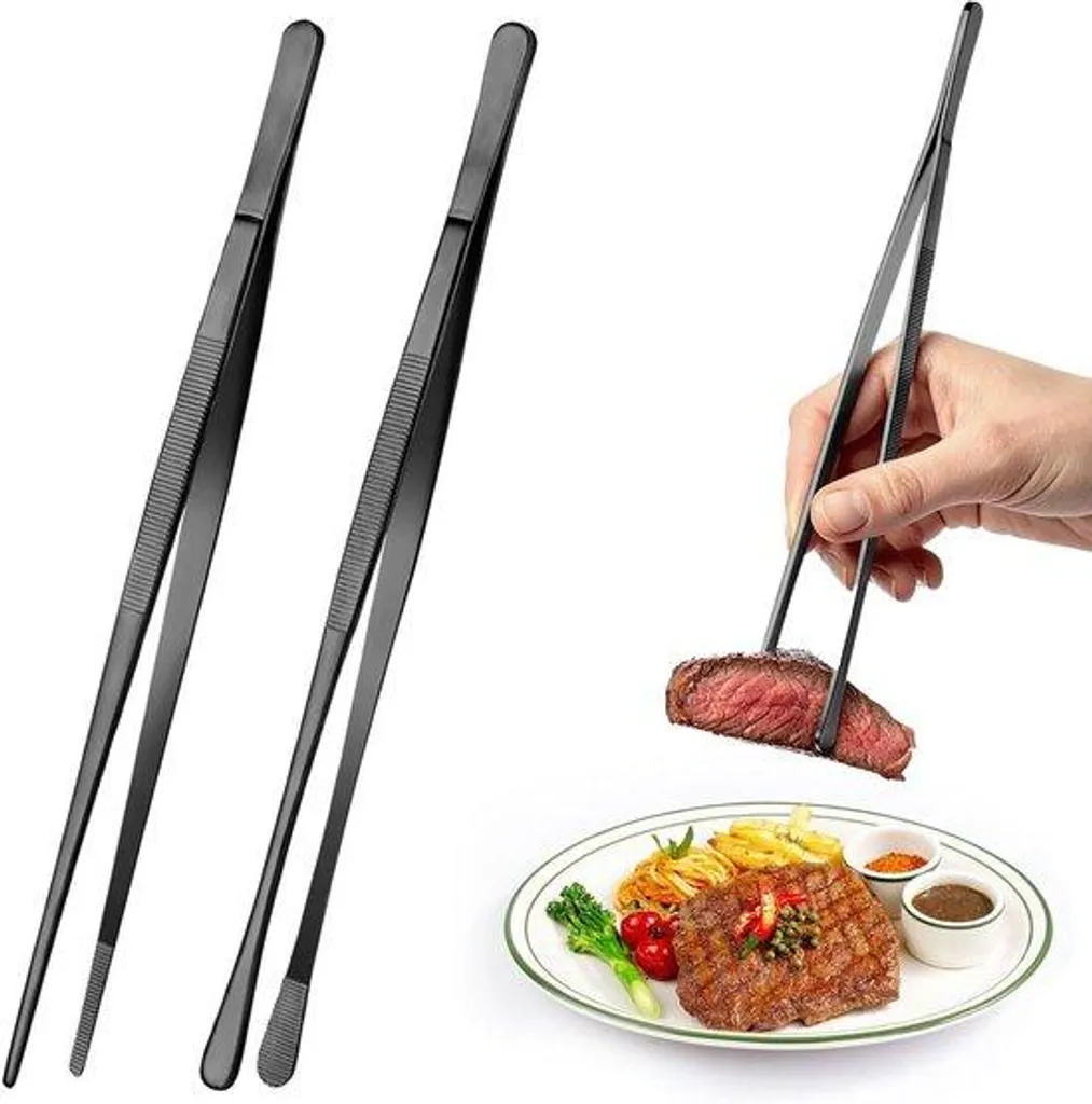 Pince de cuisine longue 30 cm en inox pour cuisiner sans se brûler