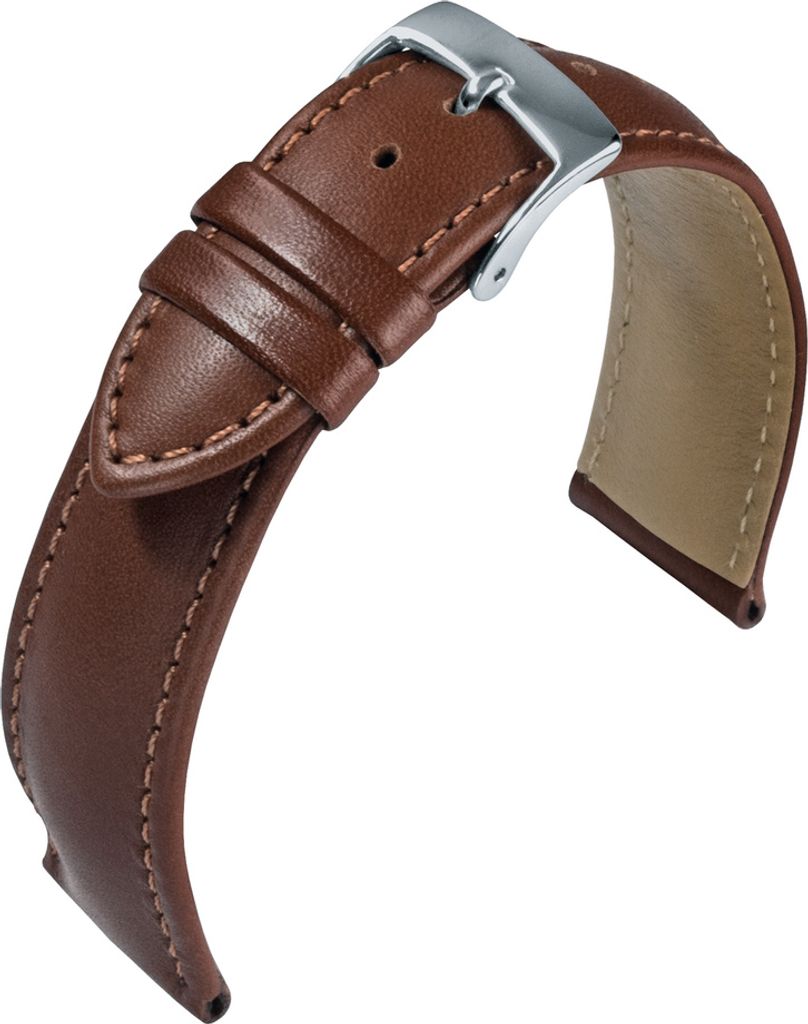 Barington Kalb Resisto Uhrenarmband XL Leder braun hautfreundlich, Stegbreite:18mm, Schließe:Silbern
