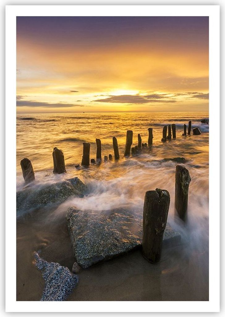 Poster - Poster ohne Rahmen - baltisch meer Mole Landschaft - 70x100 cm - Wand Bild - Wanddeko - Wandbilder - Kunstposter - Wandposter - Bilder - K...