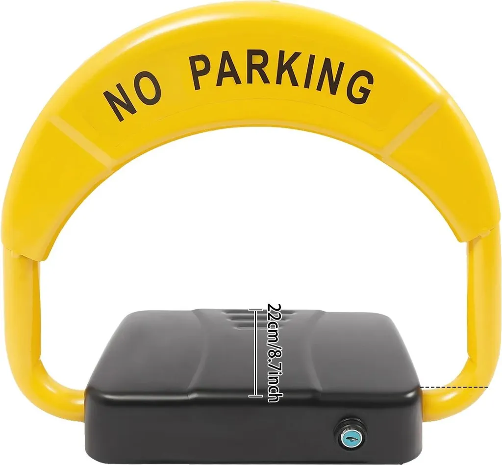 Barrière de parking télécommandée jaune avec système d'alarme intégré