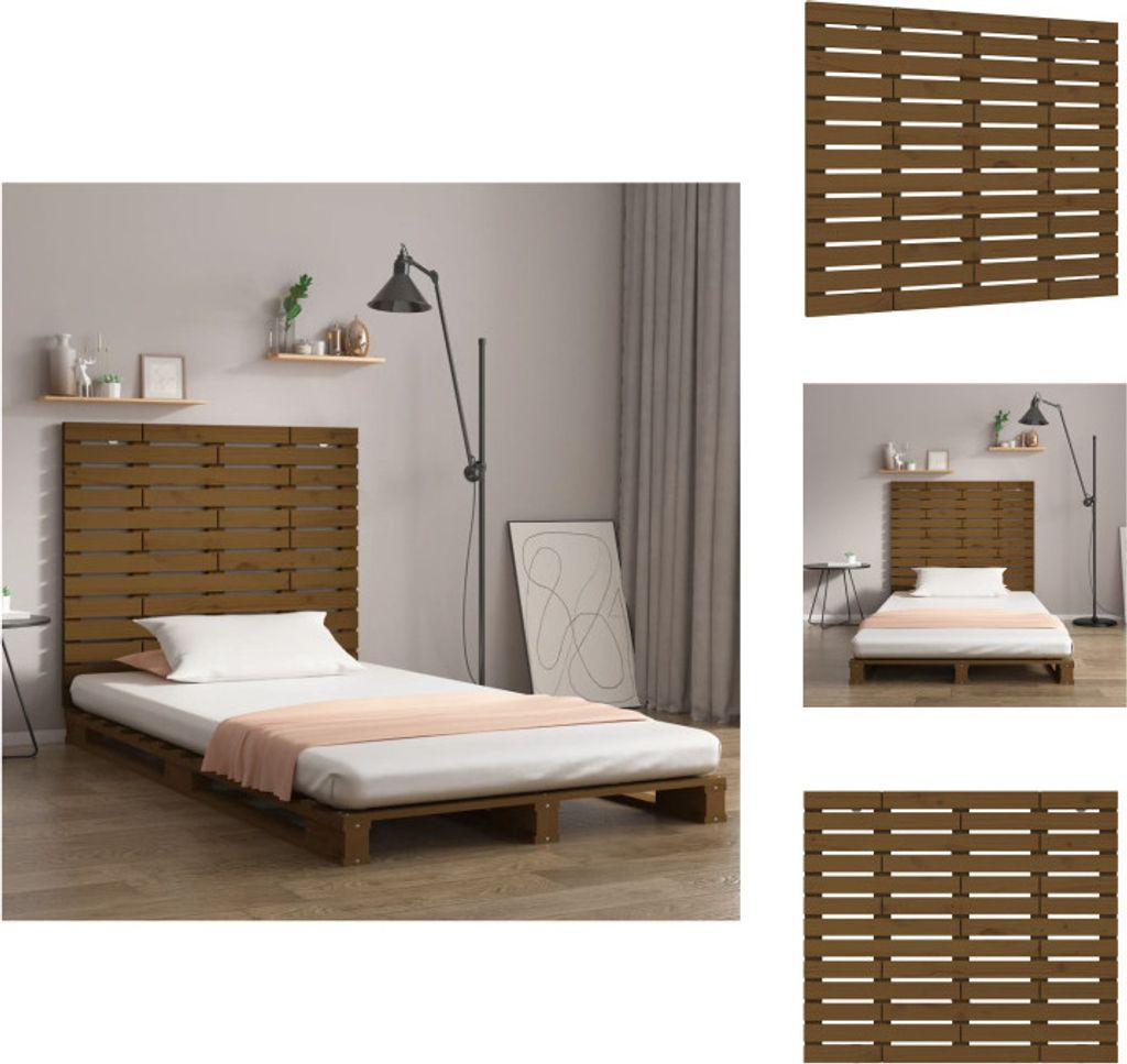 vidaXL Wand-Kopfteil Honigbraun 126x3x91,5 cm Massivholz Kiefer - Kopf- & Fußenden