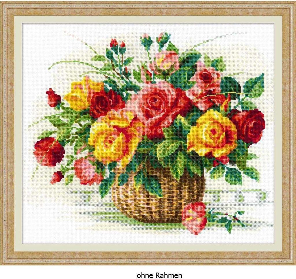 Riolis Stickbild-Set Kreuzstich "Korb mit Rosen", Produktbild 