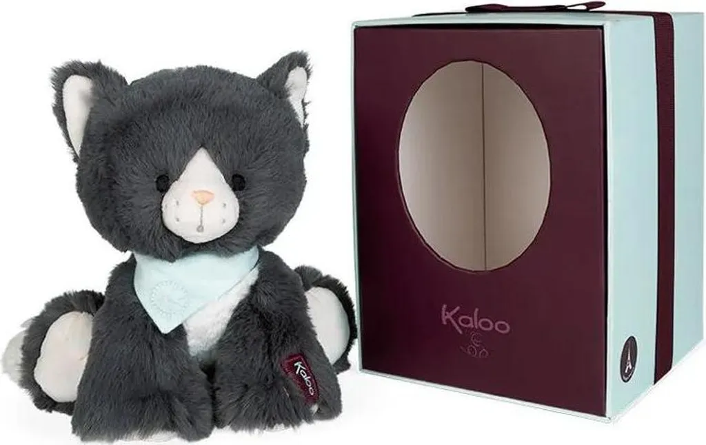Peluche chat gris Kaloo : un doudou hypoallergénique et sécurisé