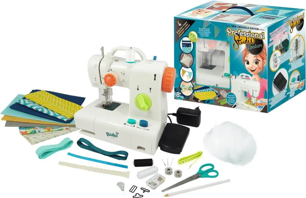 Kit couture Deluxe Buki 5410 avec Machine à Coudre et Tissus Illustrés