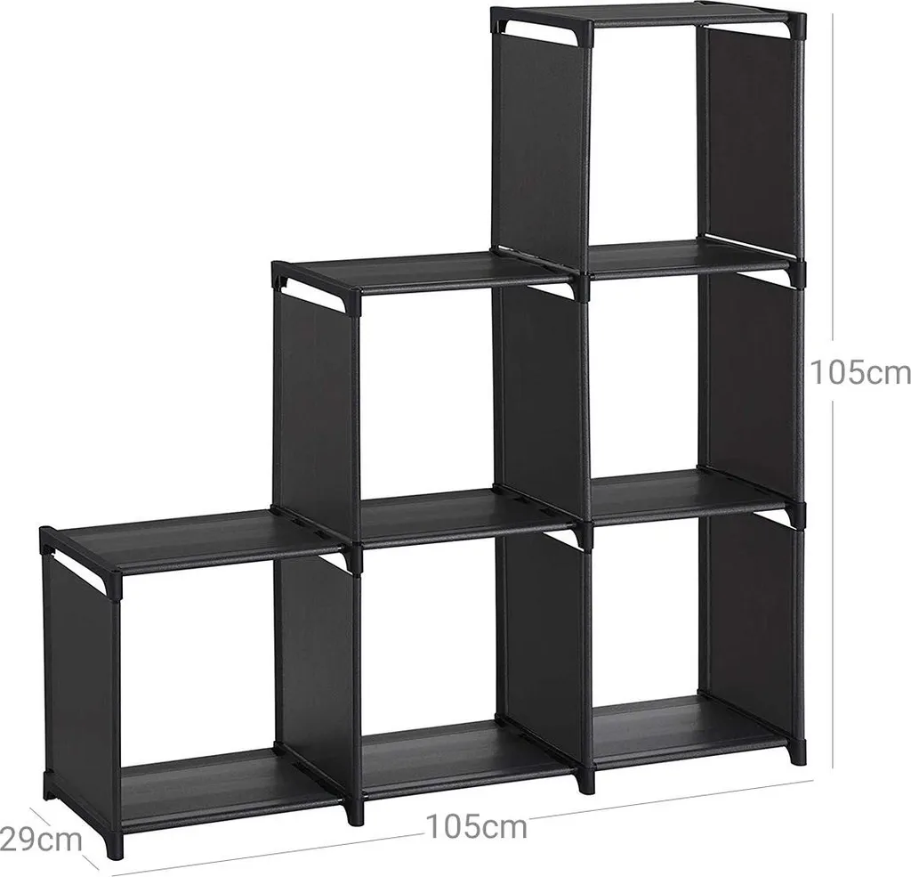 Étagère en plastique 6 cubes noir modulable pour rangement vêtements
