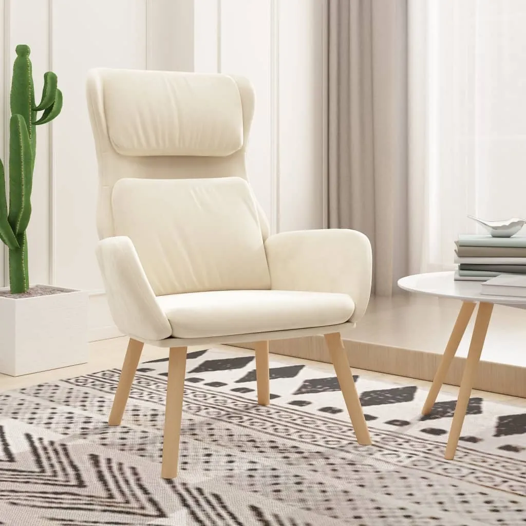 vidaXL Poltrona Relax Velluto Bianco Crema - Seduta Comfort Living - 2
