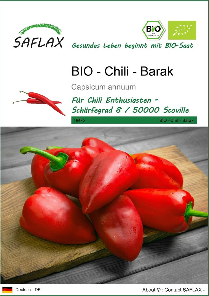 SAFLAX - BIO - Chili - Barak - 15 Samen - Capsicum annuum