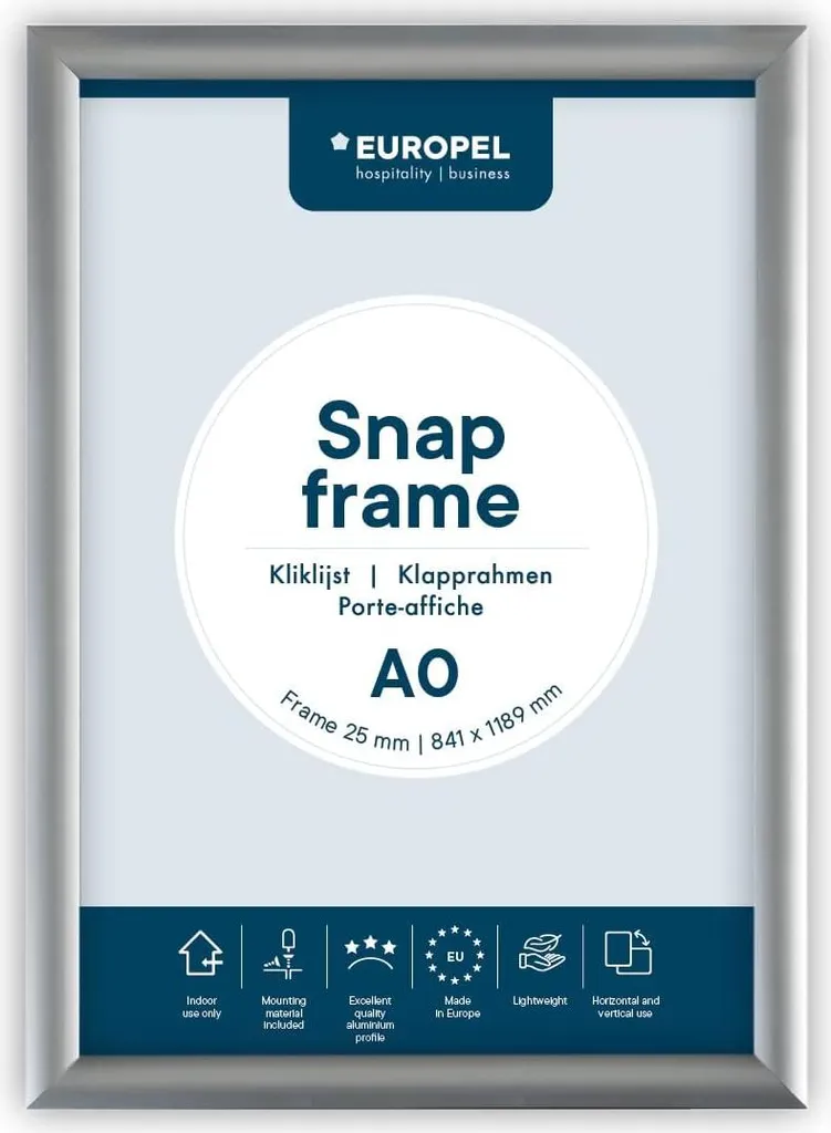 Cadre d'affiche EUROPEL 355020 Premium A0 25mm Anodisé Argent