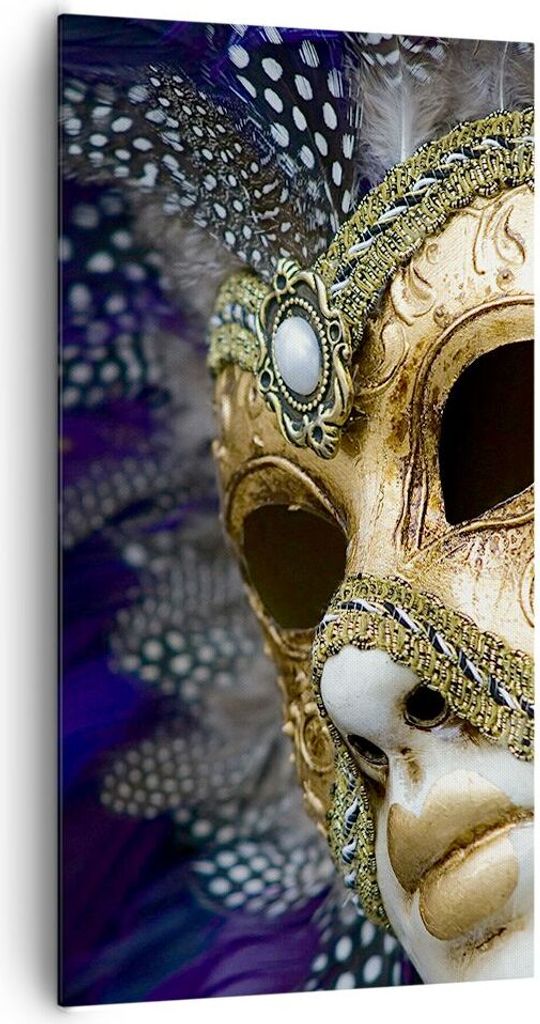 Bild auf Leinwand - Leinwandbild - Maske Gesicht Mysterium - 65x120cm - Wand Bild - Wanddeko - Leinwanddruck - Bilder - Kunstdruck - Wanddekoration...