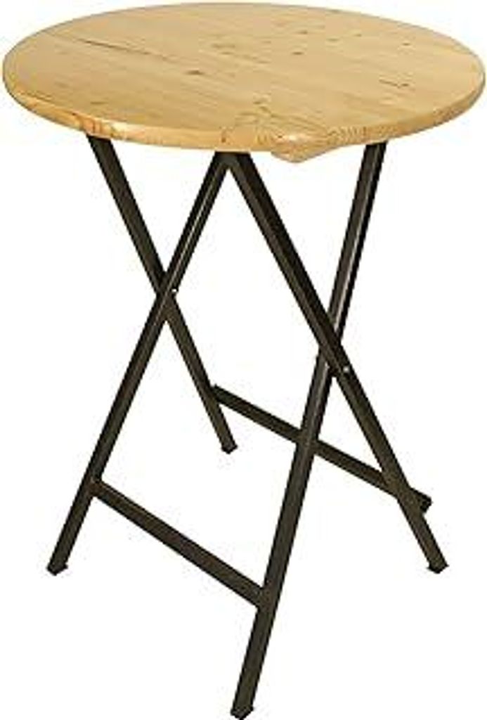 DEGAMO Stehtisch ZÜRICH 78cm rund, Stahlgestell grau + Holzplatte, klar lackiert, klappbar