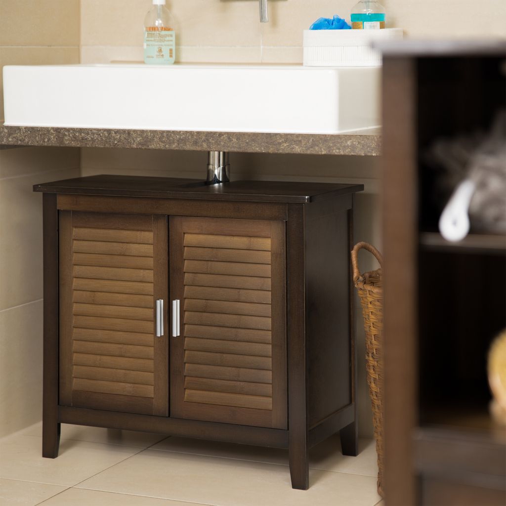 Relaxdays, mueble bajo lavabo color marrón oscuro, modelo Imagen del producto 