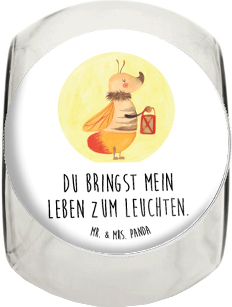 Mr. & Mrs. Panda Bonbonglas Glühwürmchen XL 2000ml - Weiß - Geschenk, schraubglas, Tiermotive, Glasdose, Bonboniere, Lieblingsmensch, Leuchten, ...