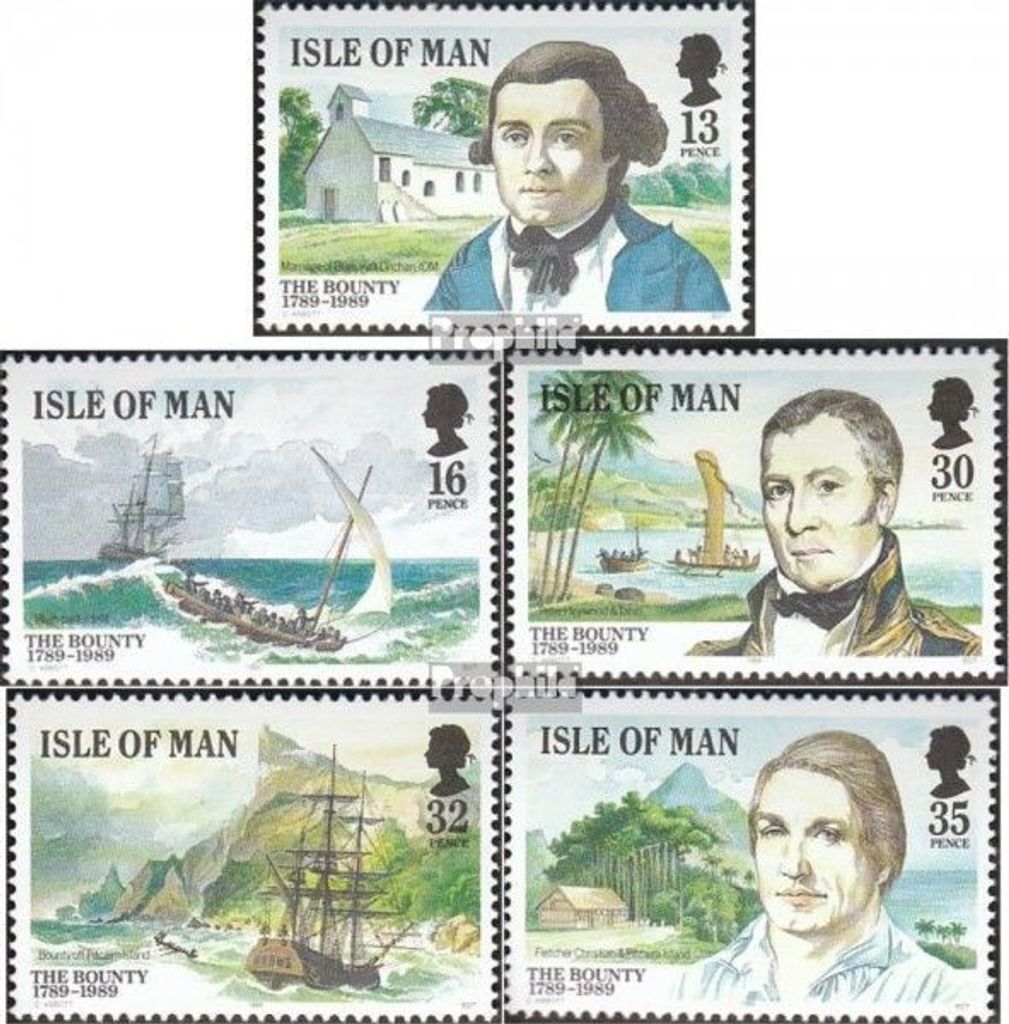 Briefmarken GB - Isle of Man 1989 Mi 397-401 (kompl.Ausg.) postfrisch Meuterei a.d.Bounty