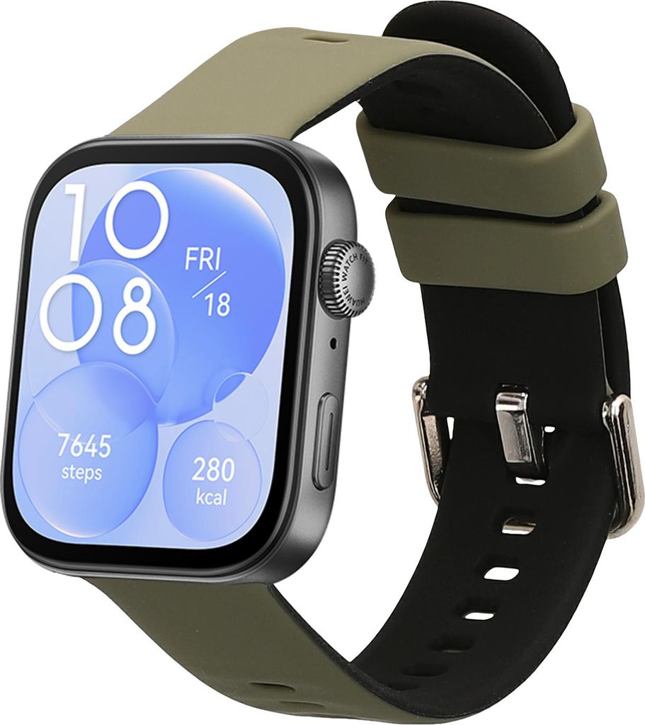 kwmobile Silikon Uhrenarmband für Huawei Watch Fit 3 / Fit 4 Armband - Ersatzarmband für Fitnesstracker - Wechselarmband Smartwatch - Dunkelgrün