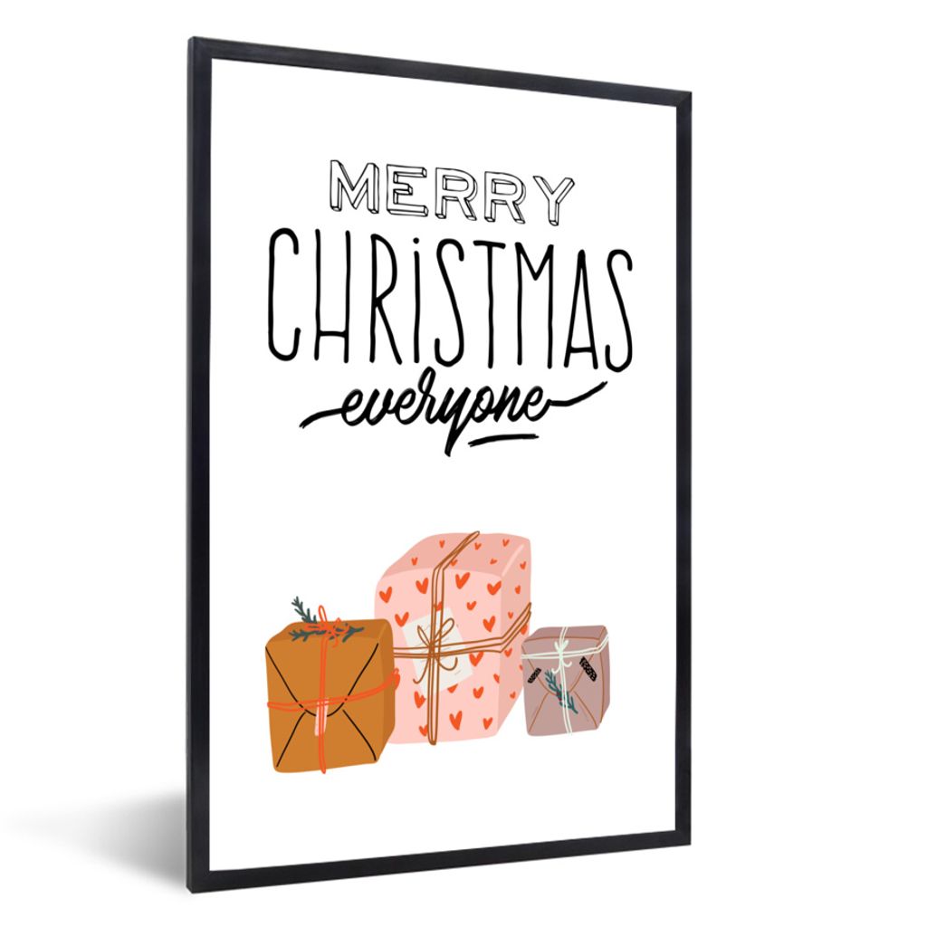 MuchoWow Gerahmtes Poster Sprichwörter - Zitate - 'Frohe Weihnachten' 40x60 cm - Poster mit Schwarzem Bilderrahmen Wandposter Rahmen Foto Bilder...