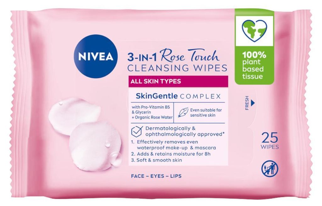 NIVEA Rose Touch Mizellen-Make-up-Entfernungstücher mit Rosenwasser, 25 Stück.