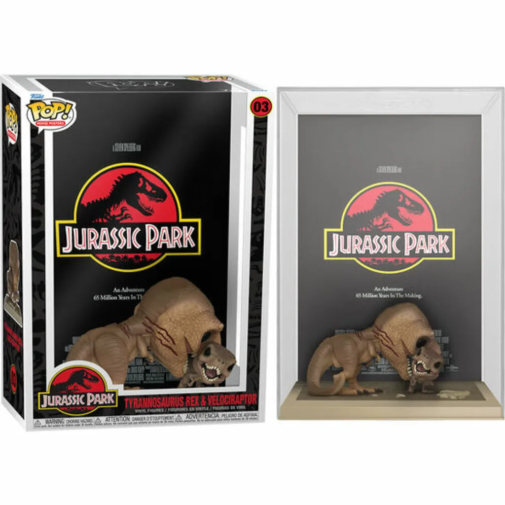 Figurine Pop! Movie Poster Jurassic Park Diorama T-Rex et Velociraptor