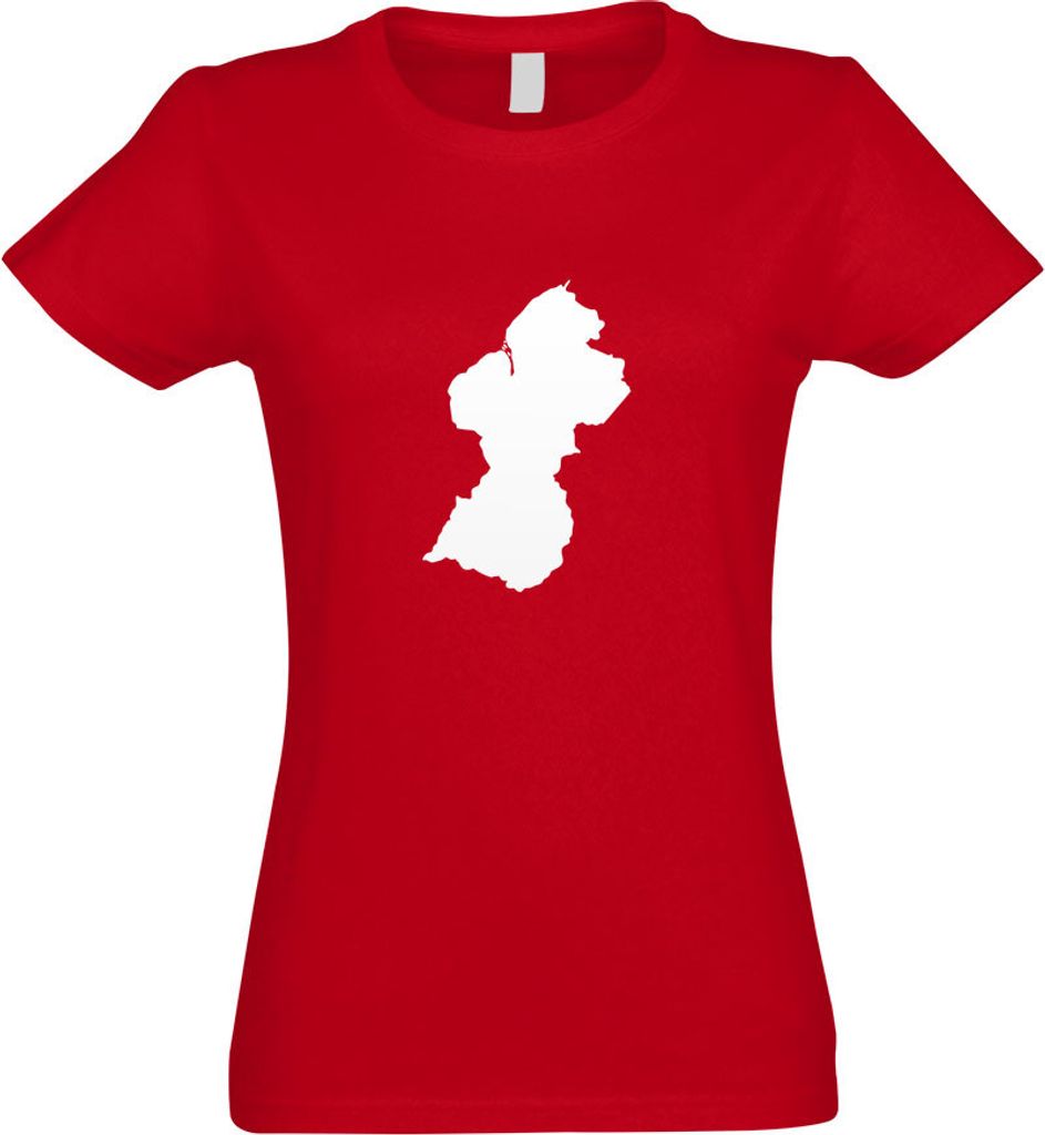 Kiwistar - T-Shirt tailliert - Damen - rot - Guyana Umriss Kontur - mit Motiv Bedruckt - Funshirt Design - Sport - Freizeit - Damen - M